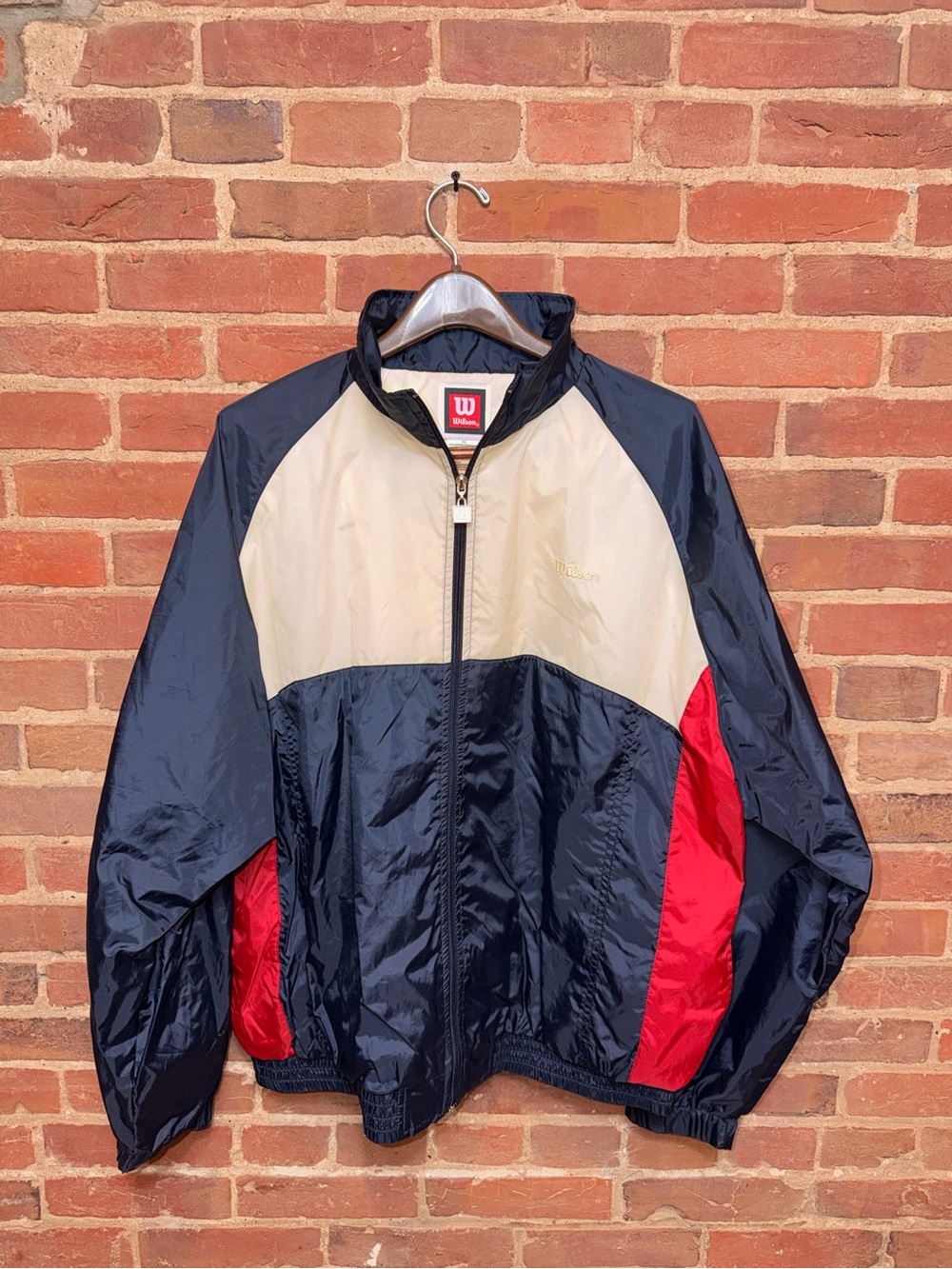 Wilson Navy, Cream & Red Retro Colorblock Windbreaker
